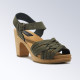 Sabot-sandales tressés en nubuck vert foncé 