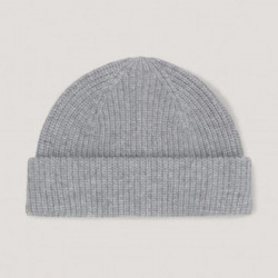 Bonnet gris en laine cotelé