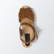 Sabot-sandales au tressage fin en cuir camel