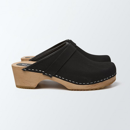 sabot en cuir gras noir 