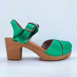 Sandales Mina vert métallisé