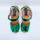 Sabot-sandales Sanna en cuir vert metallisé à lanières entrecroisées