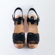 Sandales tressage fin en cuir noir