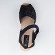Sabot-sandales tressés en cuir gras noir